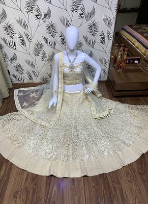 Soft Premium Net Wedding Lehenga In Off White Color With Embroidery & Pearl Work 1