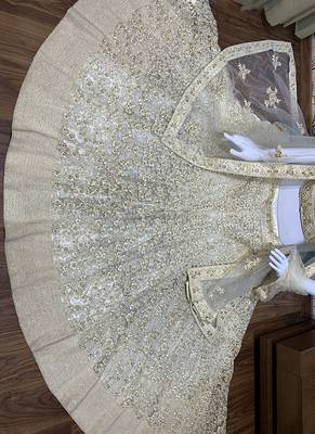 Soft Premium Net Wedding Lehenga In Off White Color With Embroidery & Pearl Work 2