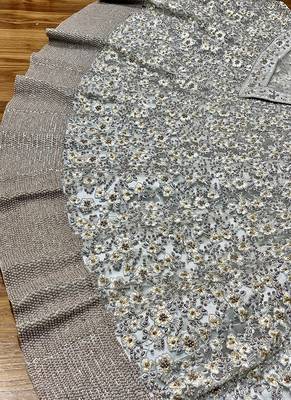 Soft Premium Net Wedding Lehenga In Grey With Embroidery & Pearl Work 2