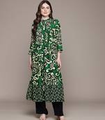 Green printed viscose long kurti