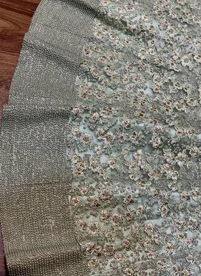Soft Premium Net Wedding Lehenga In Green With Embroidery & Pearl Work 4