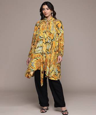 Orange printed lurex kaftan 1
