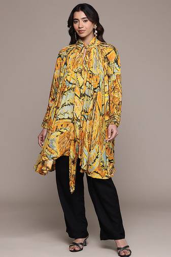 Orange printed lurex kaftan