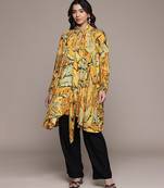 Orange printed lurex kaftan