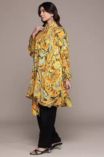 Orange printed lurex kaftan