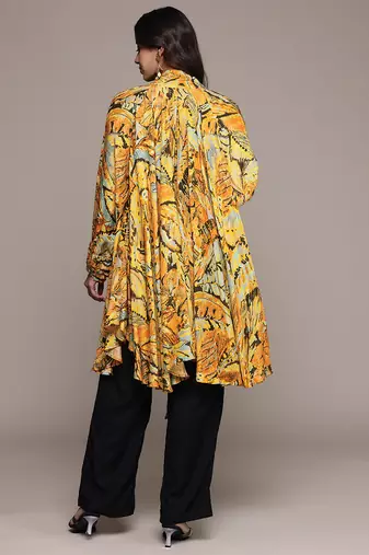 Orange printed lurex kaftan