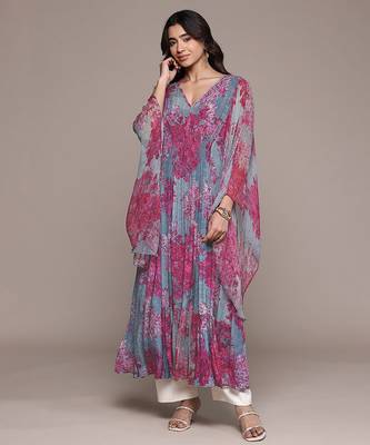 Purple printed chinon kaftan 1