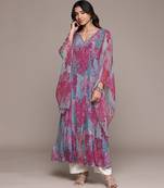 Purple printed chinon kaftan