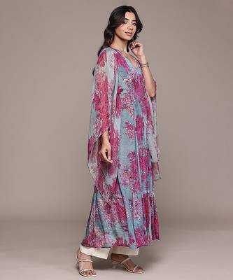 Purple printed chinon kaftan 2