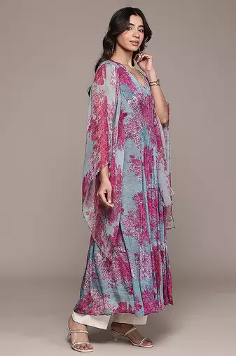 Purple printed chinon kaftan