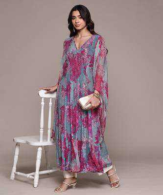 Purple printed chinon kaftan 4