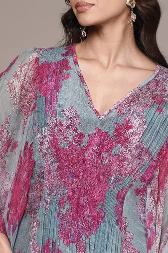 Purple printed chinon kaftan