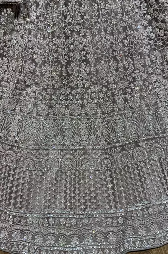 Soft Premium Net Wedding Wear Lehenga In Dusty Pink With Luckhnowi Work & Stone Work