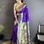 Women purple ikkat floral motifs lichi silk saree