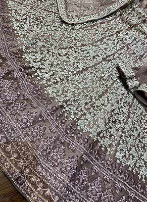 Soft Premium Net Wedding Wear Lehenga In Dusty Pink With Luckhnowi Work & Stone Work 4