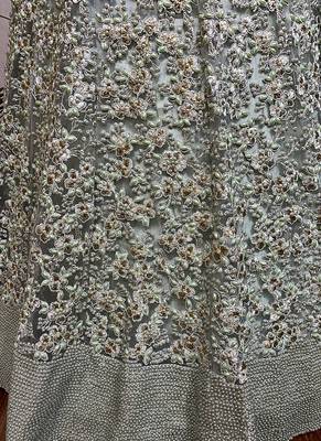 Soft Premium Net Wedding Lehenga In Green With Embroidery & Pearl Work 3