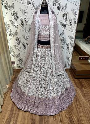 Soft Premium Net Wedding Wear Lehenga In Dusty pink With Luckhnowi Work & Stone Work 2
