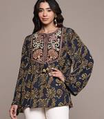 Black printed crepe kurti