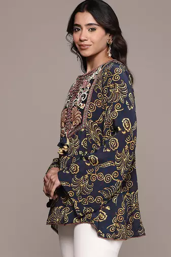 Black printed crepe kurti