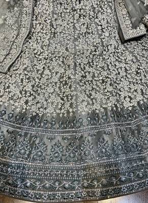 Soft Premium Net Wedding Wear Lehenga In Ravishing Grey With Luckhnowi Work & Stone Work 4
