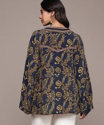Black printed crepe kurti 3
