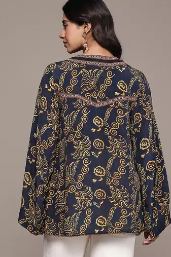 Black printed crepe kurti