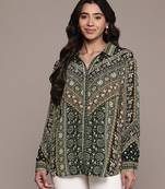 Black printed crepe shirt