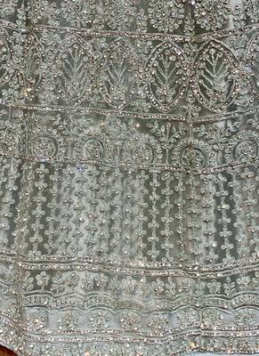 Soft Premium Net Wedding Wear Lehenga In Light Sea Green With Luckhnowi Work & Stone Work 3