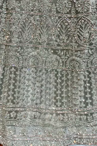 Soft Premium Net Wedding Wear Lehenga In Light Sea Green With Luckhnowi Work & Stone Work