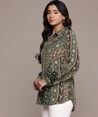 Black printed crepe shirt 2