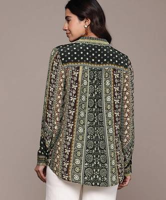 Black printed crepe shirt 3