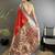 Women red peacock&floral motifs lichi silk saree
