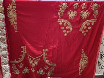 Pure Micro Velvet Wedding Lehenga In Red With Embroidery & Stone Work 4