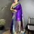 Women purple peacock&floral motifs lichi silk saree