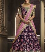 Pure Micro Velvet Wedding Lehenga In Purple With Embroidery Work & Stone work