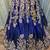 Pure Satin Silk Mehendi Sangeet Lehenga Blue Color With Embroidery Work & Stone Work