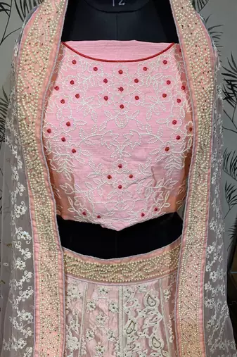 Soft Premium Net Wedding Lehenga In Pink With Embroidery & Crystal Stone Work