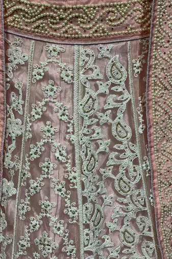 Soft Premium Net Wedding Lehenga In Pink With Embroidery & Crystal Stone Work