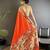 Women orange floral & meena weaving lichi silk saree