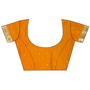 Women orange floral & meena weaving lichi silk blend saree 5