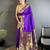 Women purple floral & meena weaving lichi silk saree