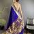 Women royal blue floral & meena weaving lichi silk saree