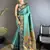 Women sea green peacock ethnic motifs lichi silk saree