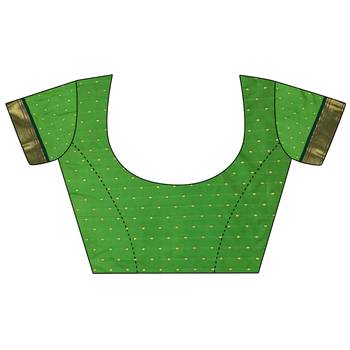 Women green peacock ethnic motifs lichi silk blend saree 5