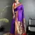 Women purple peacock motifs lichi silk saree