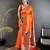 Women orange peacock motifs lichi silk saree