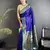 Women royal blue peacock motifs lichi silk saree