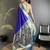 Women royal blue peacock motifs lichi silk saree
