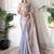 Women fandy silk grey zari lace work saree