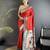 Women red peacock motifs lichi silk saree